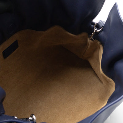 Flamenco Medium Bag with Spiral Strap Abyss Blue Leather