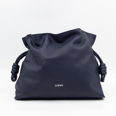 Flamenco Medium Bag with Spiral Strap Abyss Blue Leather