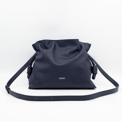 Flamenco Medium Bag with Spiral Strap Abyss Blue Leather