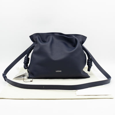 Flamenco Medium Bag with Spiral Strap Abyss Blue Leather