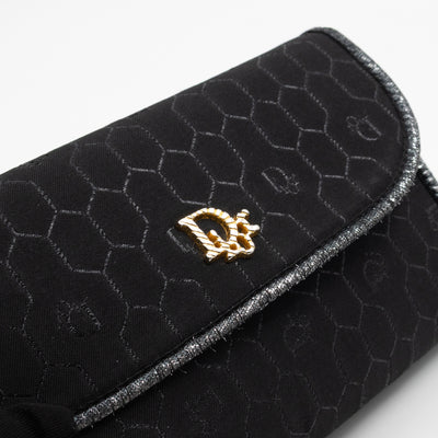 Chain Clutch Black Honeycomb Canvas