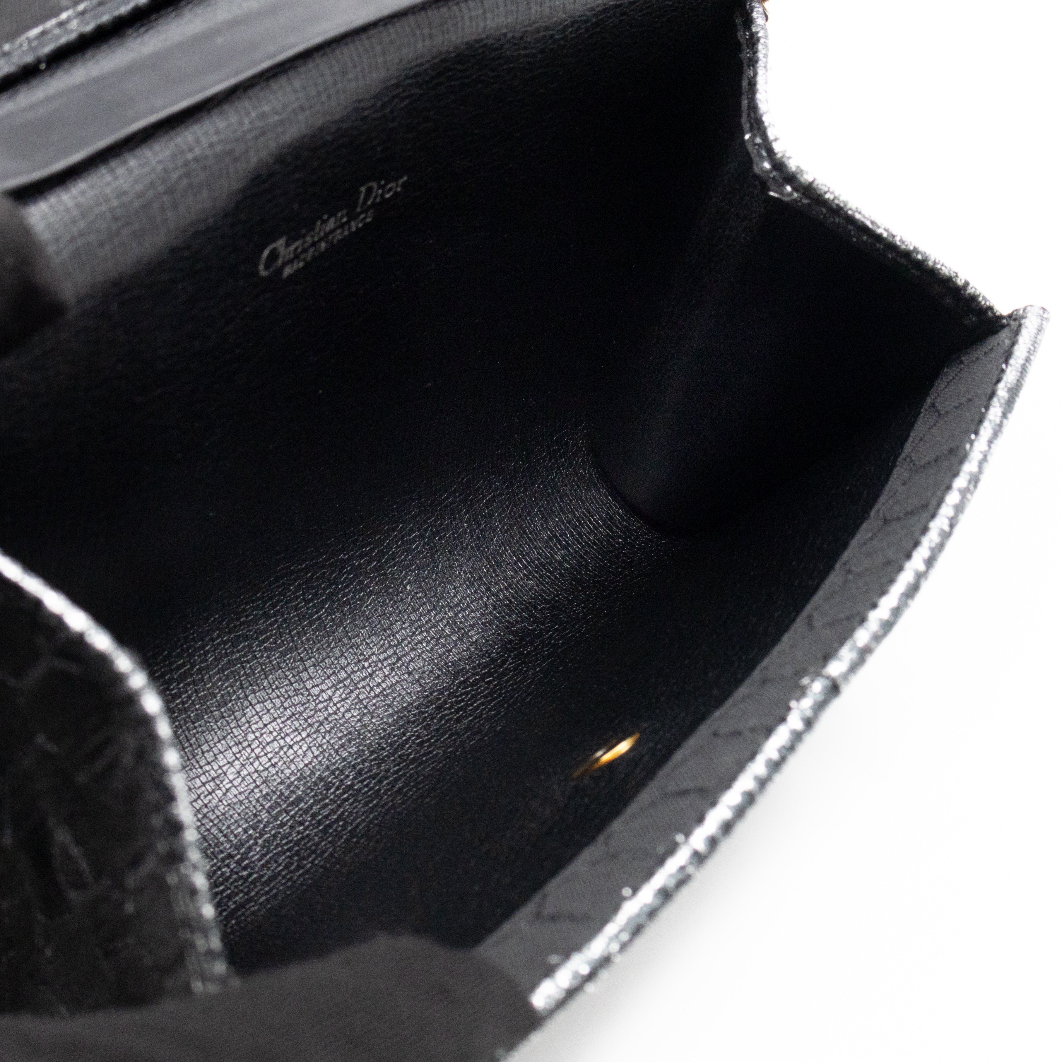 Chain Clutch Black Honeycomb Canvas