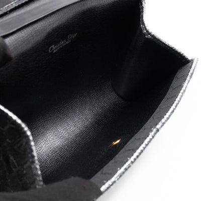 Chain Clutch Black Honeycomb Canvas