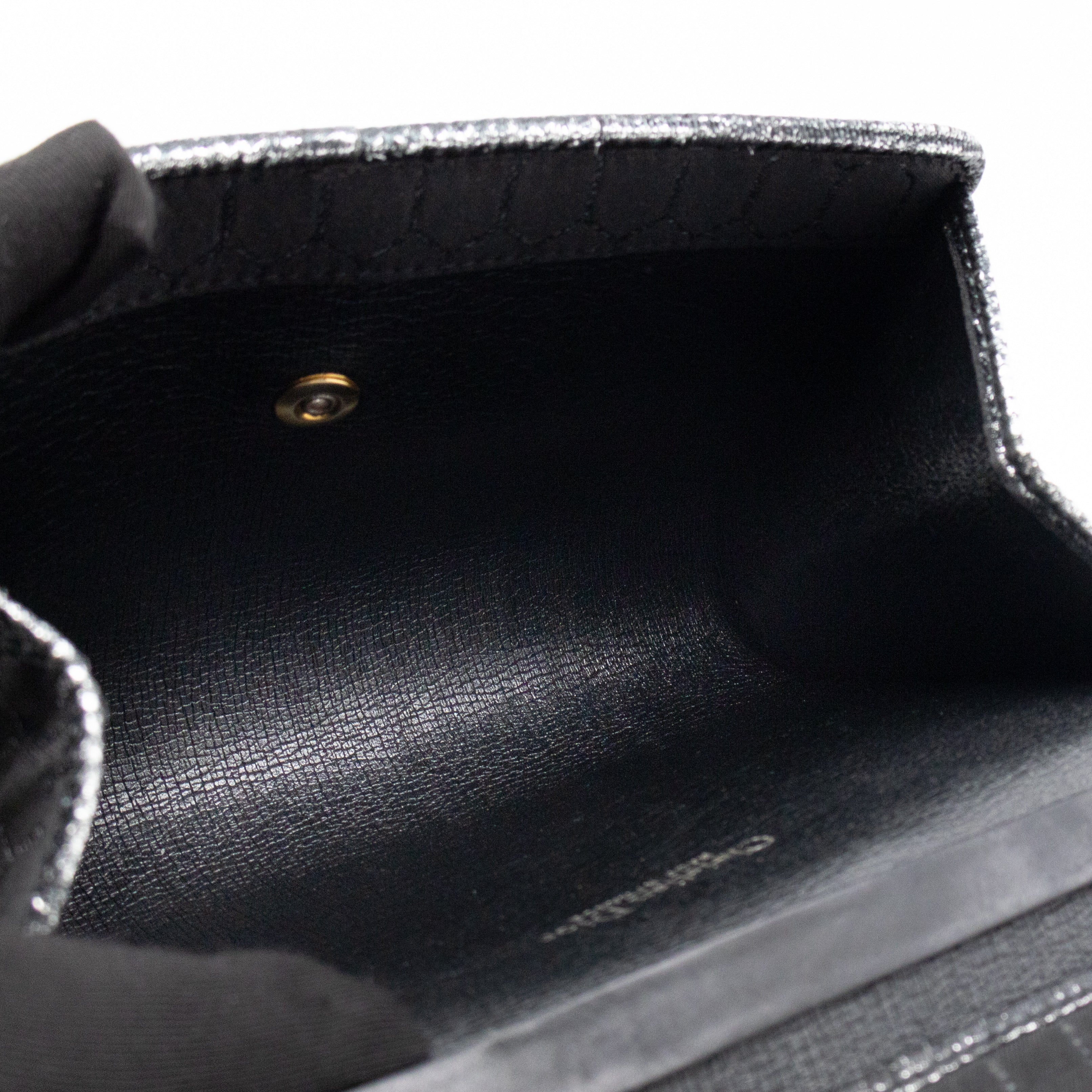 Chain Clutch Black Honeycomb Canvas