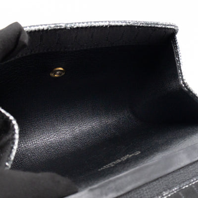 Chain Clutch Black Honeycomb Canvas
