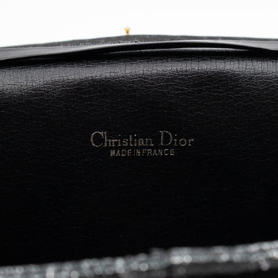 Chain Clutch Black Honeycomb Canvas