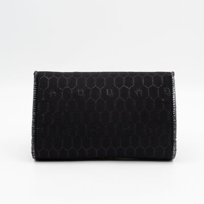 Chain Clutch Black Honeycomb Canvas