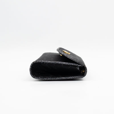 Chain Clutch Black Honeycomb Canvas