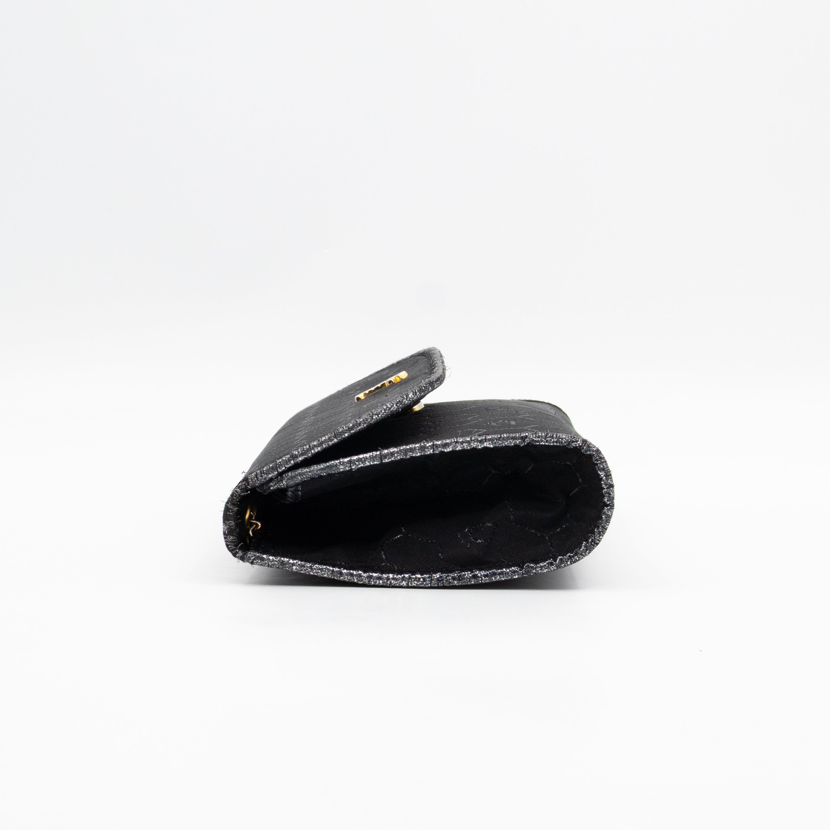 Chain Clutch Black Honeycomb Canvas