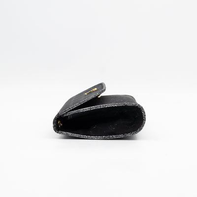 Chain Clutch Black Honeycomb Canvas
