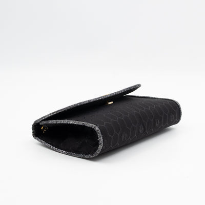 Chain Clutch Black Honeycomb Canvas