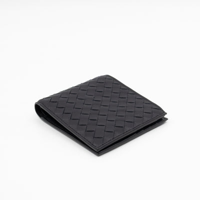 Classic Bifold Wallet Black Intrecciato Leather