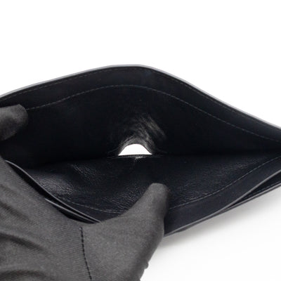 Classic Bifold Wallet Black Intrecciato Leather