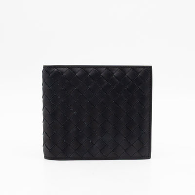 Classic Bifold Wallet Black Intrecciato Leather