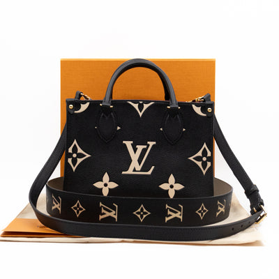 Onthego PM Black & Beige Monogram Empreinte With Bandouliere strap