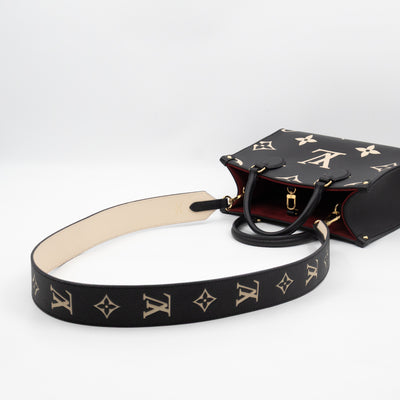 Onthego PM Black & Beige Monogram Empreinte With Bandouliere strap