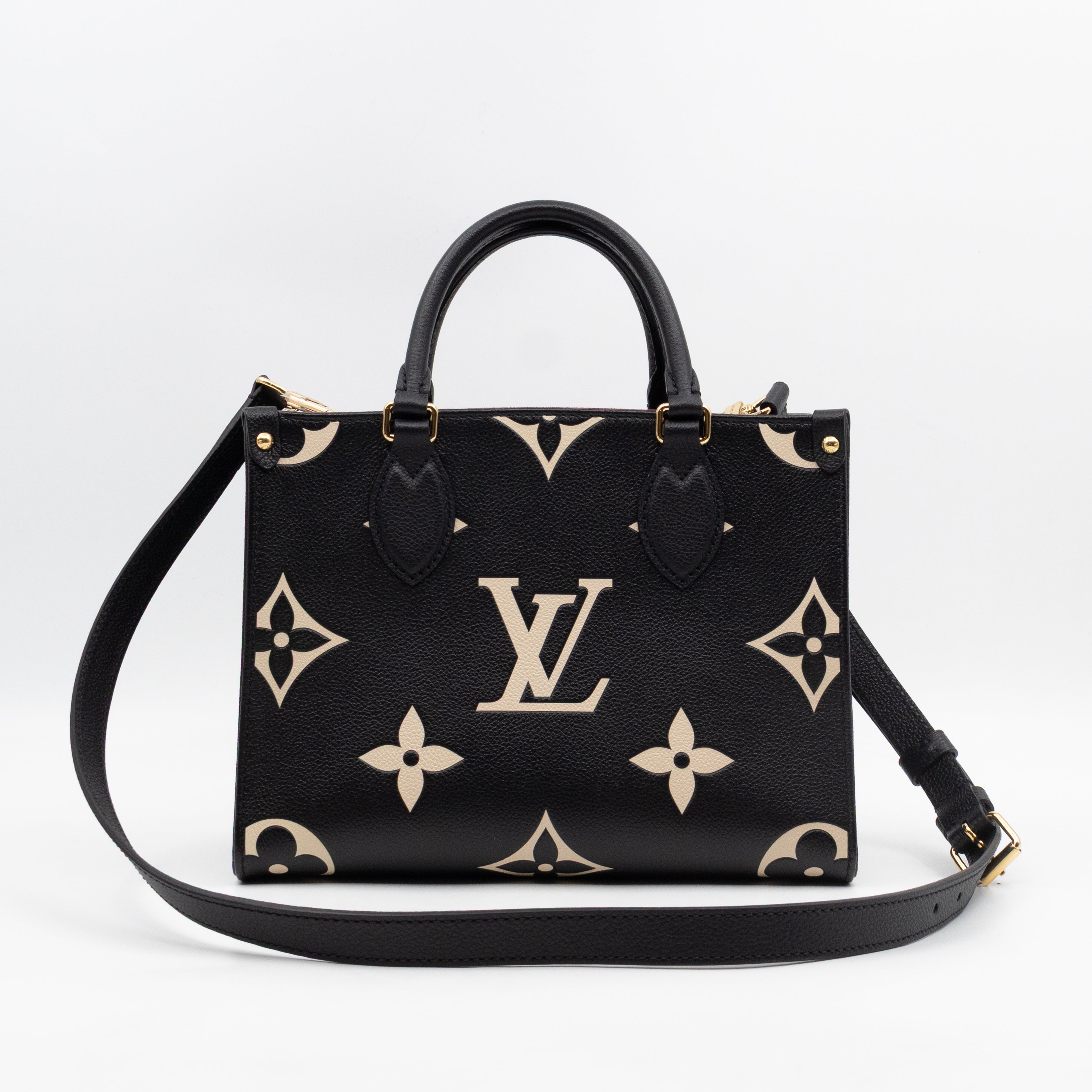 Onthego PM Black & Beige Monogram Empreinte With Bandouliere strap