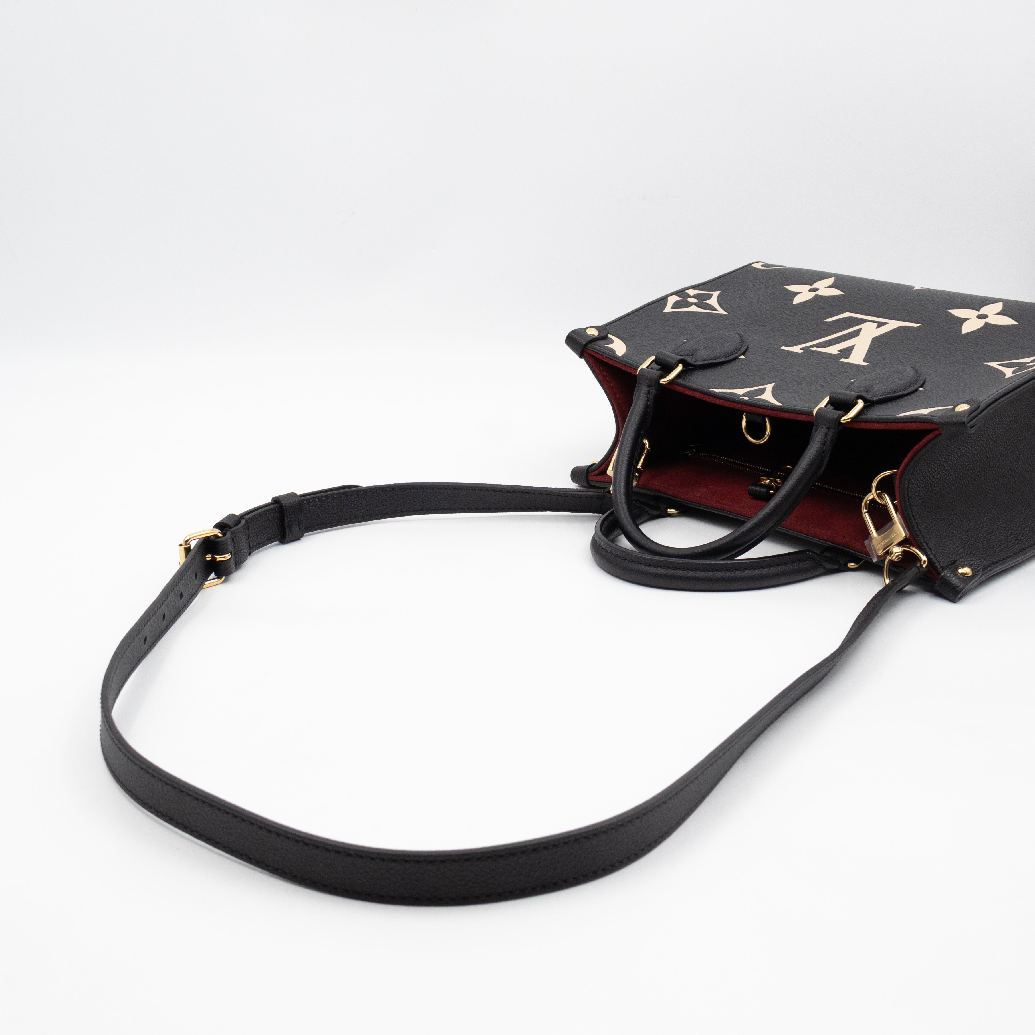 Onthego PM Black & Beige Monogram Empreinte With Bandouliere strap