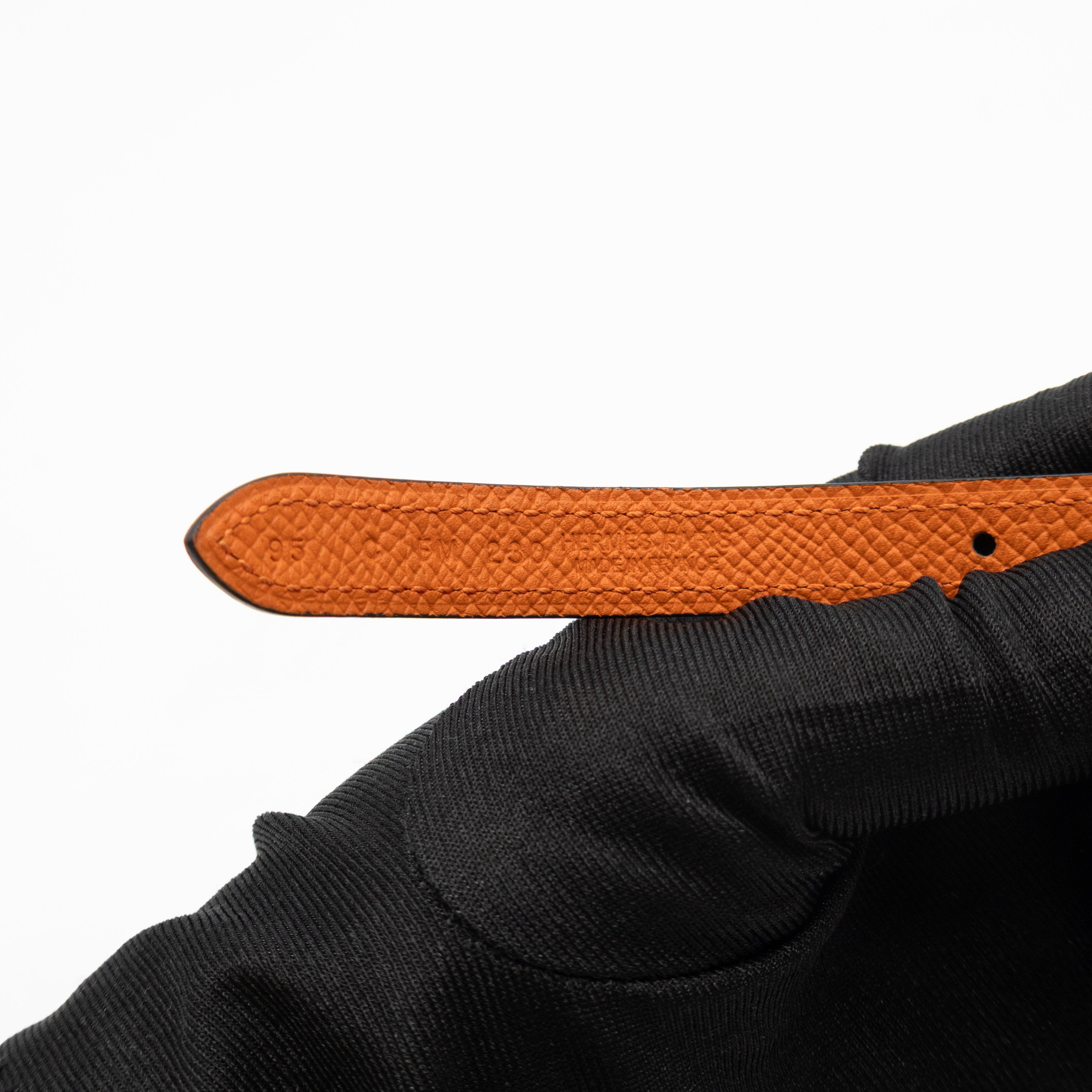 Clou De Selle Reversible Belt Black & Orange Leather 95cm