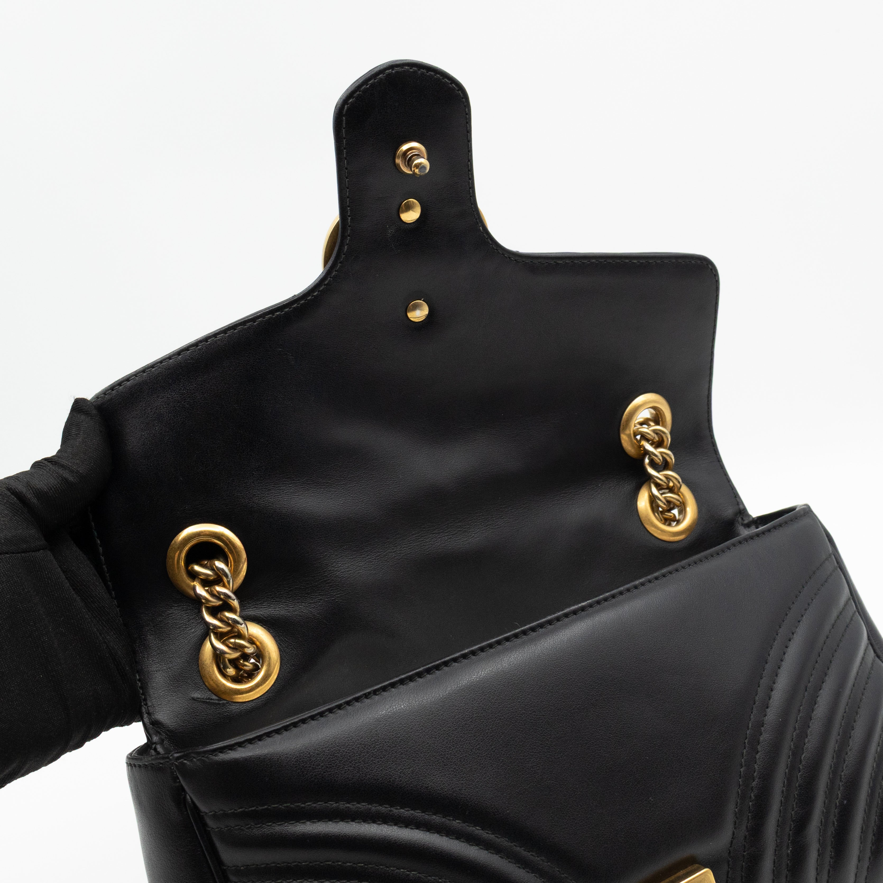 GG Marmont Flap Medium Black Leather