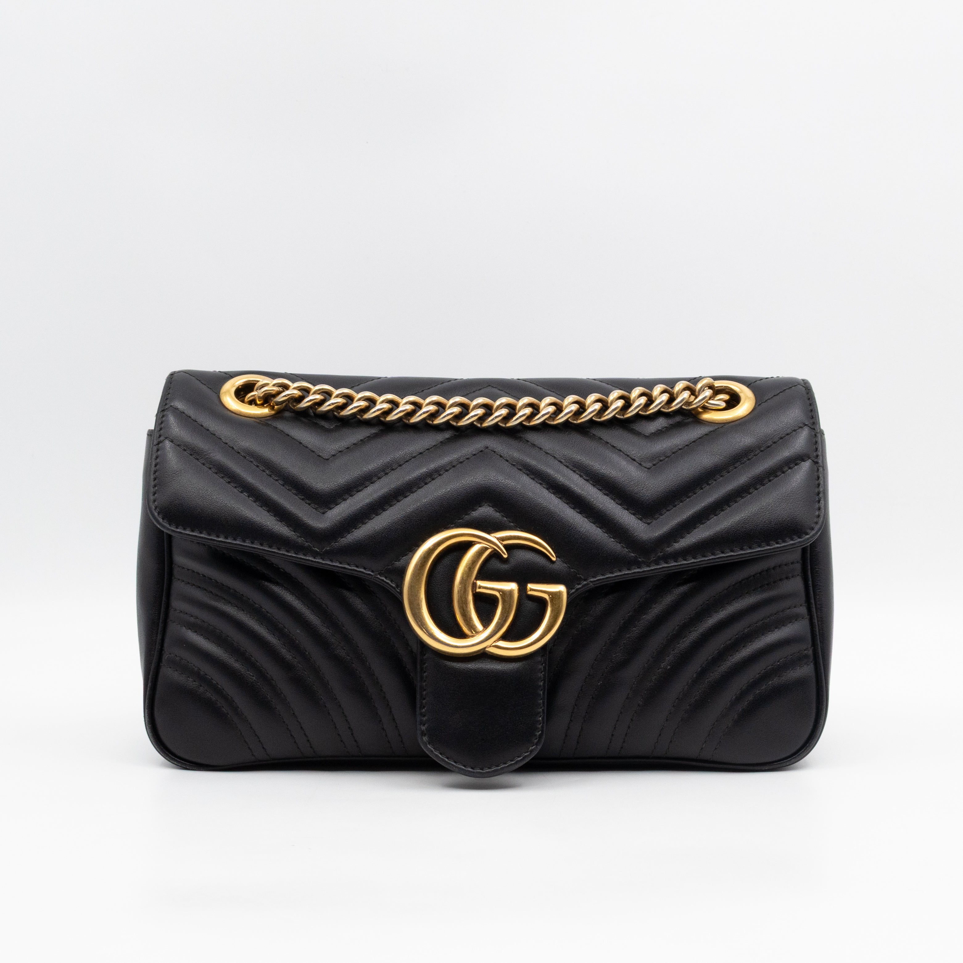 GG Marmont Flap Medium Black Leather