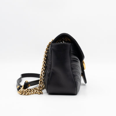 GG Marmont Flap Medium Black Leather