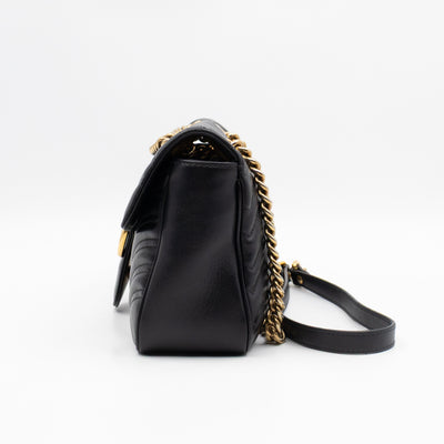 GG Marmont Flap Medium Black Leather