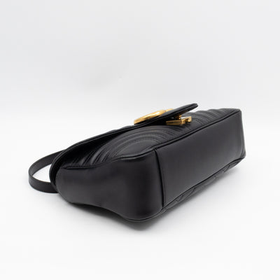 GG Marmont Flap Medium Black Leather