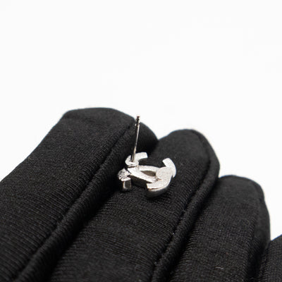 Small CC Crystal Silver Earrings