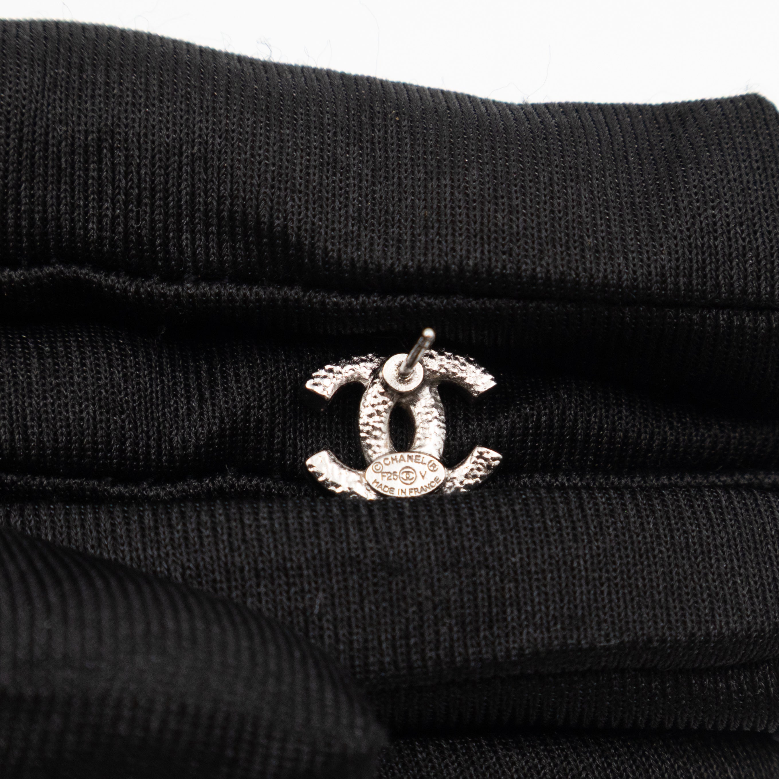 Small CC Crystal Silver Earrings