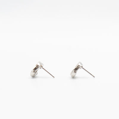Small CC Crystal Silver Earrings