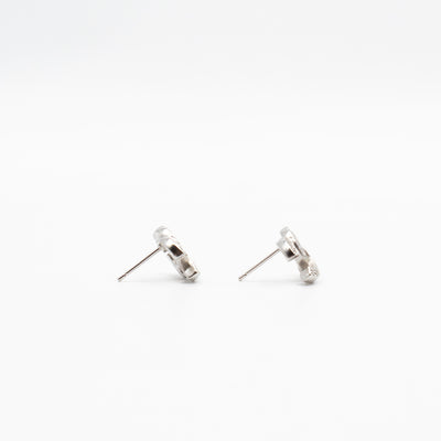 Small CC Crystal Silver Earrings