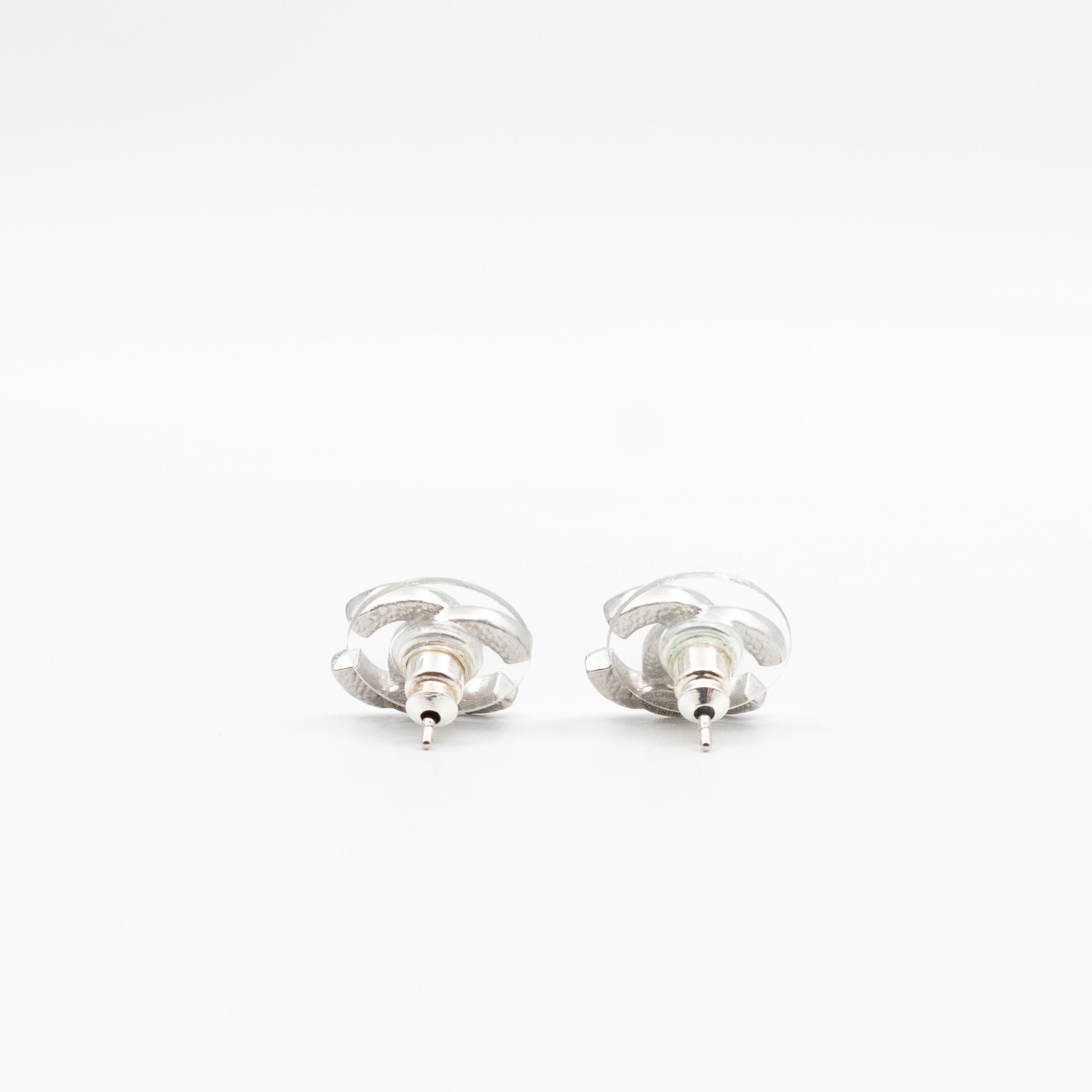Small CC Crystal Silver Earrings