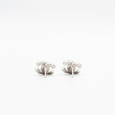 Small CC Crystal Silver Earrings