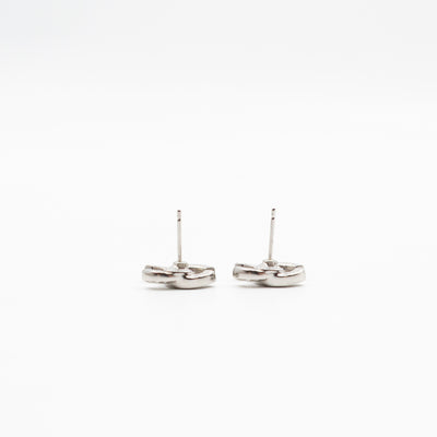Small CC Crystal Silver Earrings