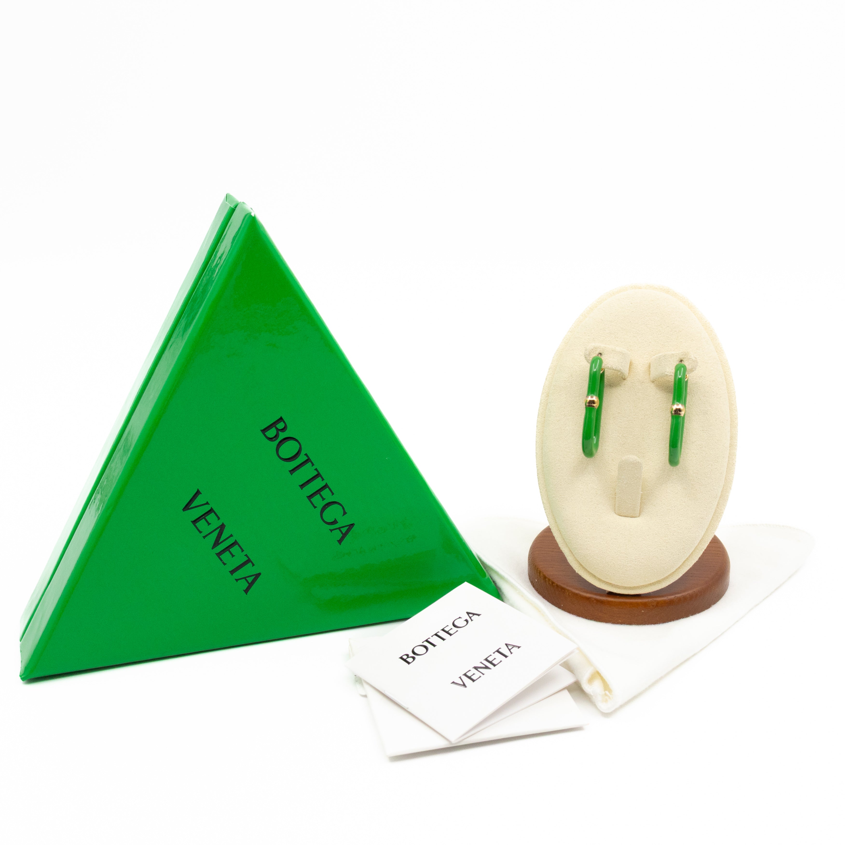 Enamel Hoop Earrings Parakeet Green & Gold