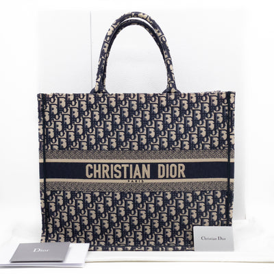 Book Tote Large Blue Oblique Embroidery