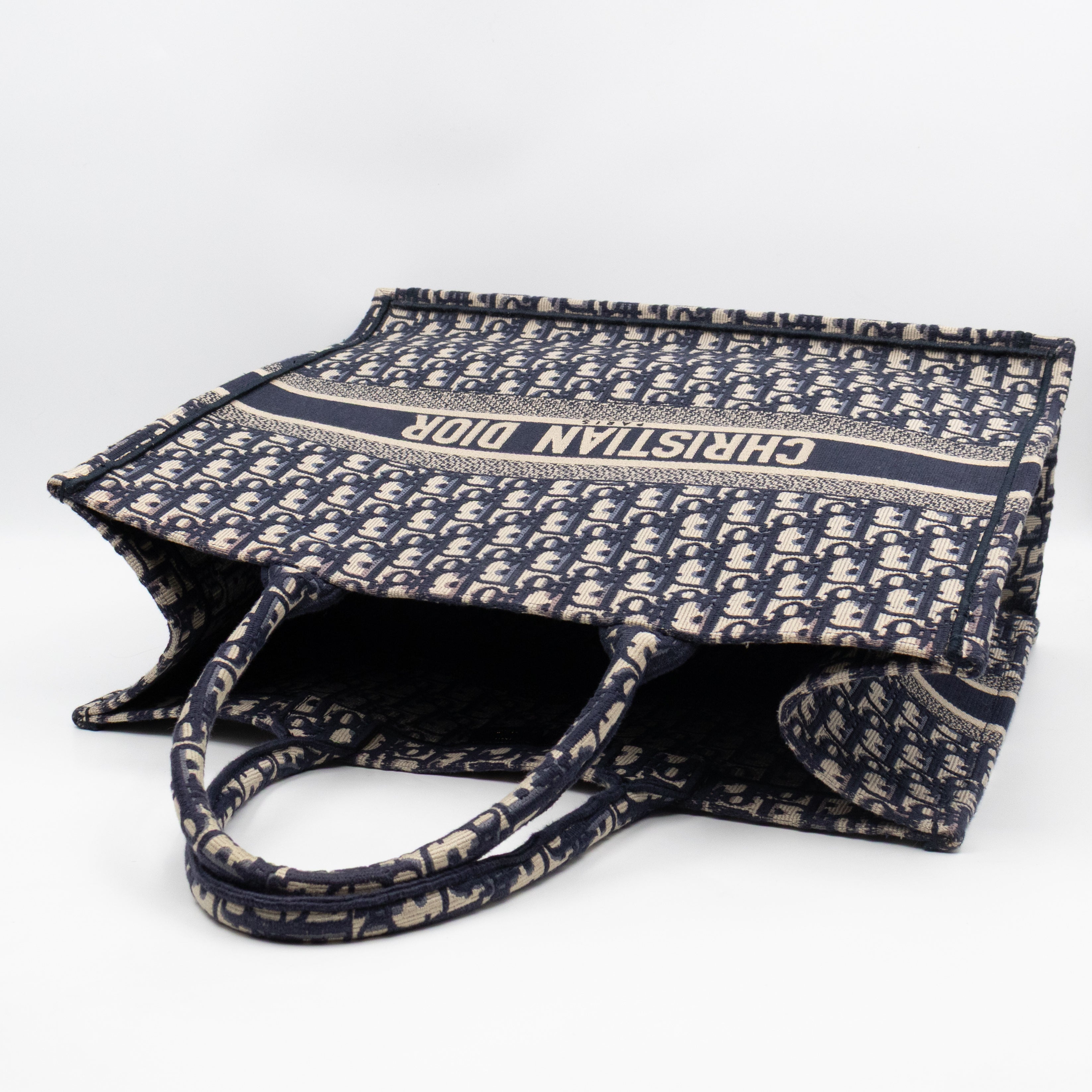 Book Tote Large Blue Oblique Embroidery