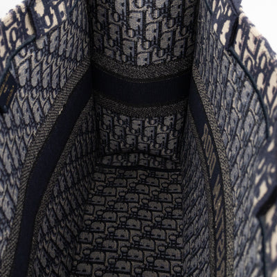 Book Tote Large Blue Oblique Embroidery