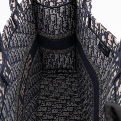 Book Tote Large Blue Oblique Embroidery