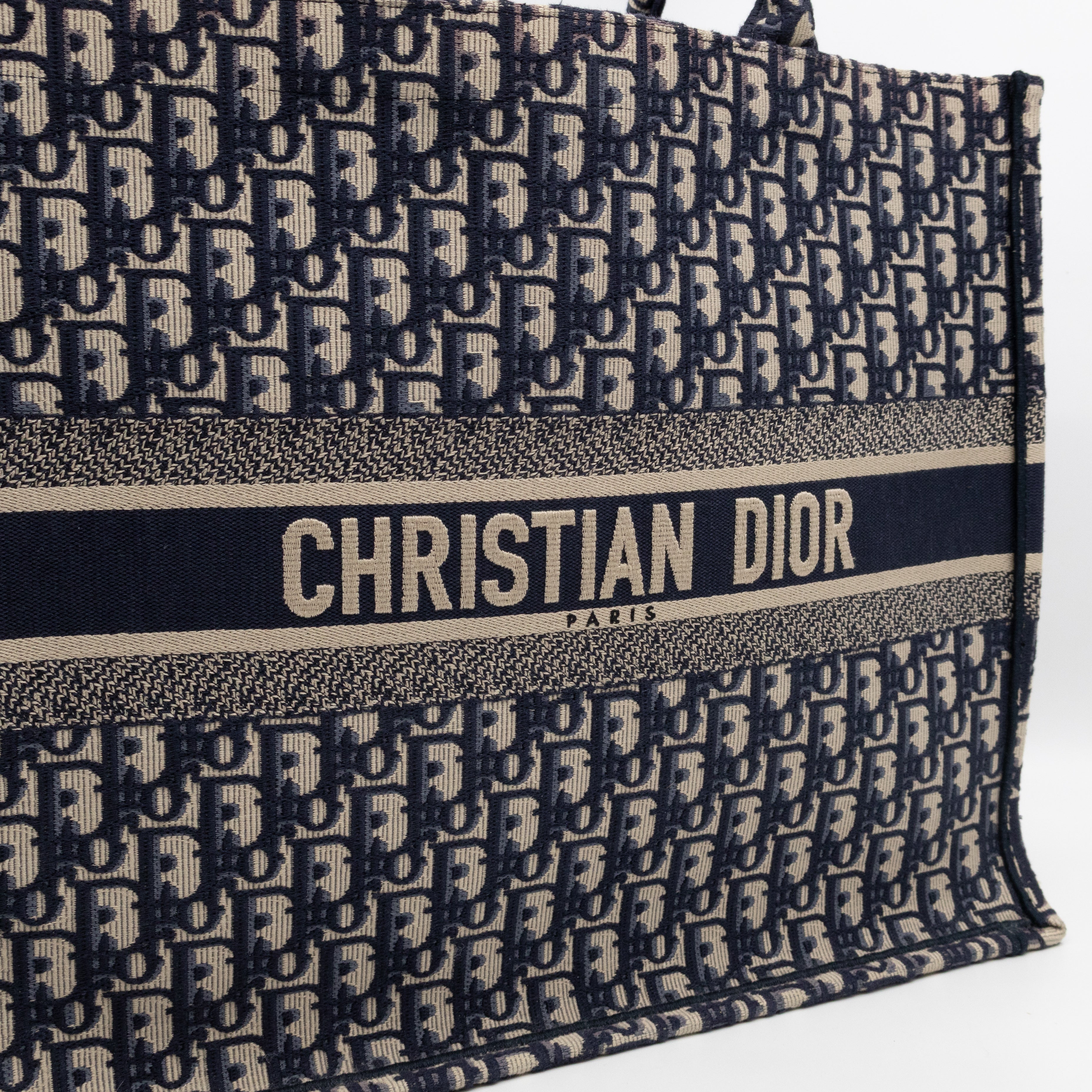 Book Tote Large Blue Oblique Embroidery