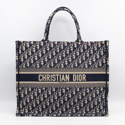 Book Tote Large Blue Oblique Embroidery