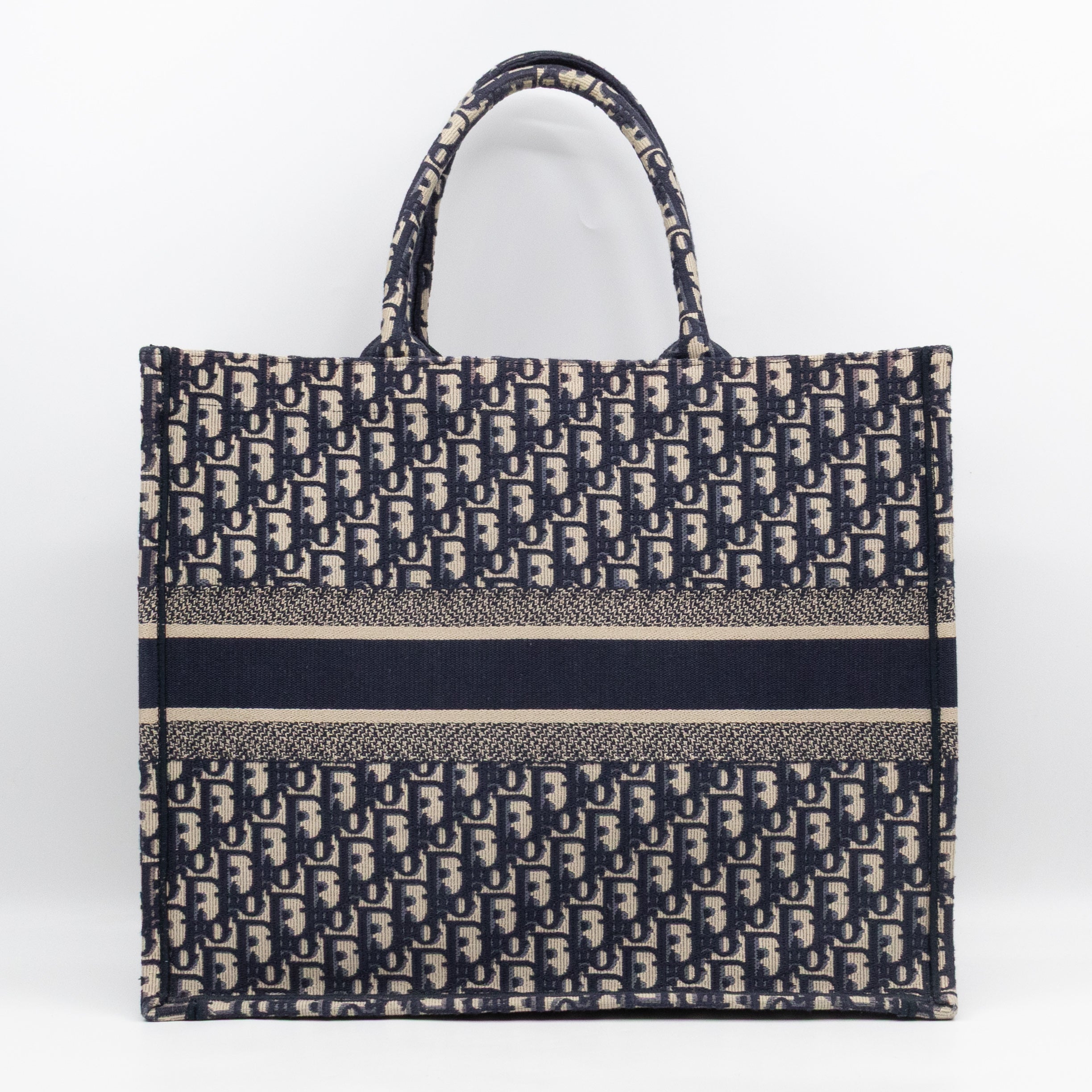 Book Tote Large Blue Oblique Embroidery