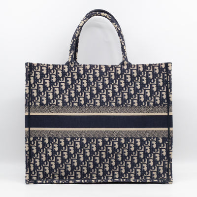 Book Tote Large Blue Oblique Embroidery