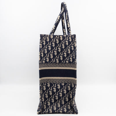 Book Tote Large Blue Oblique Embroidery
