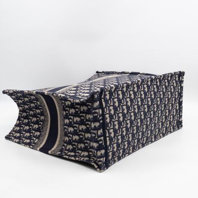 Book Tote Large Blue Oblique Embroidery