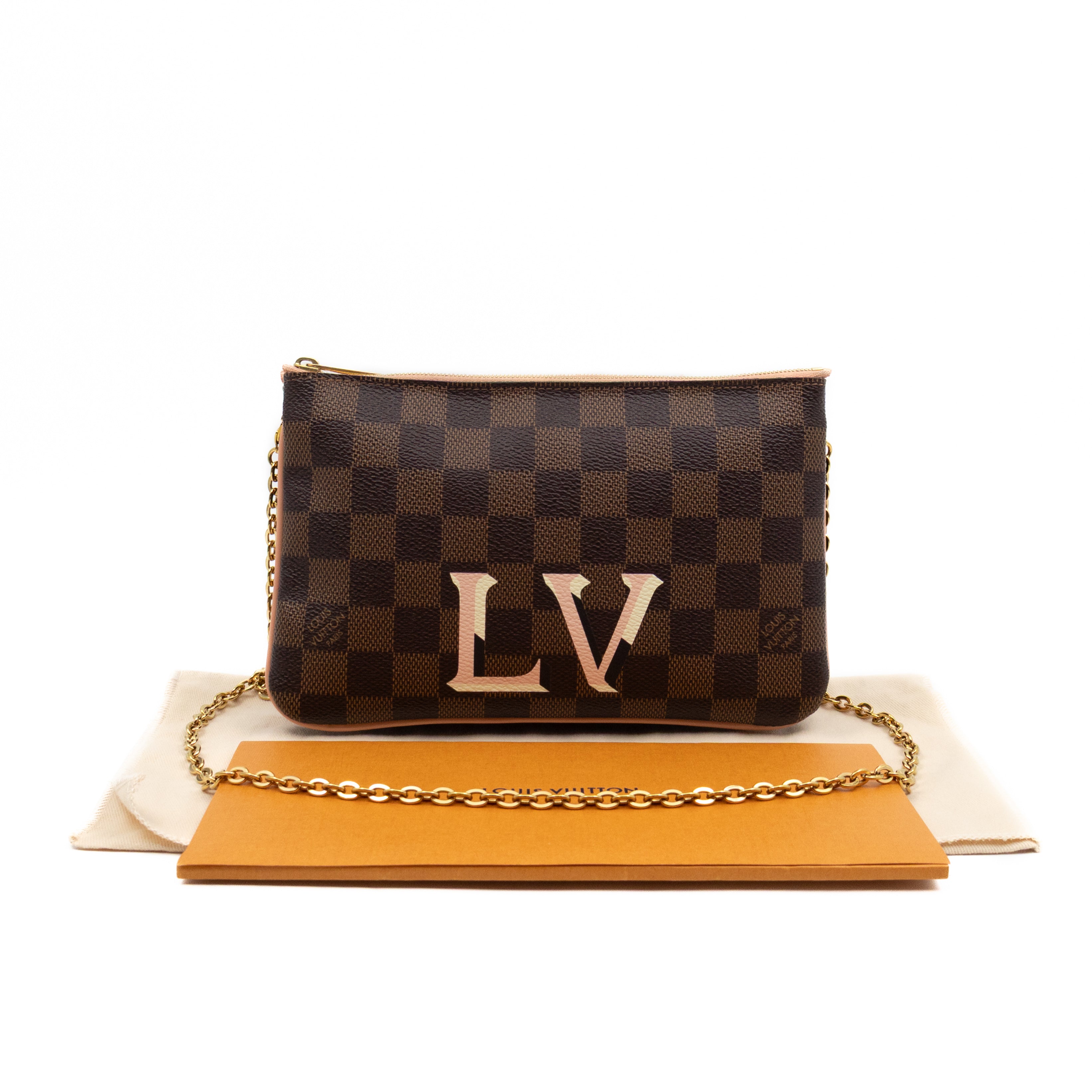 Double Zip Pochette Damier Ebene LV