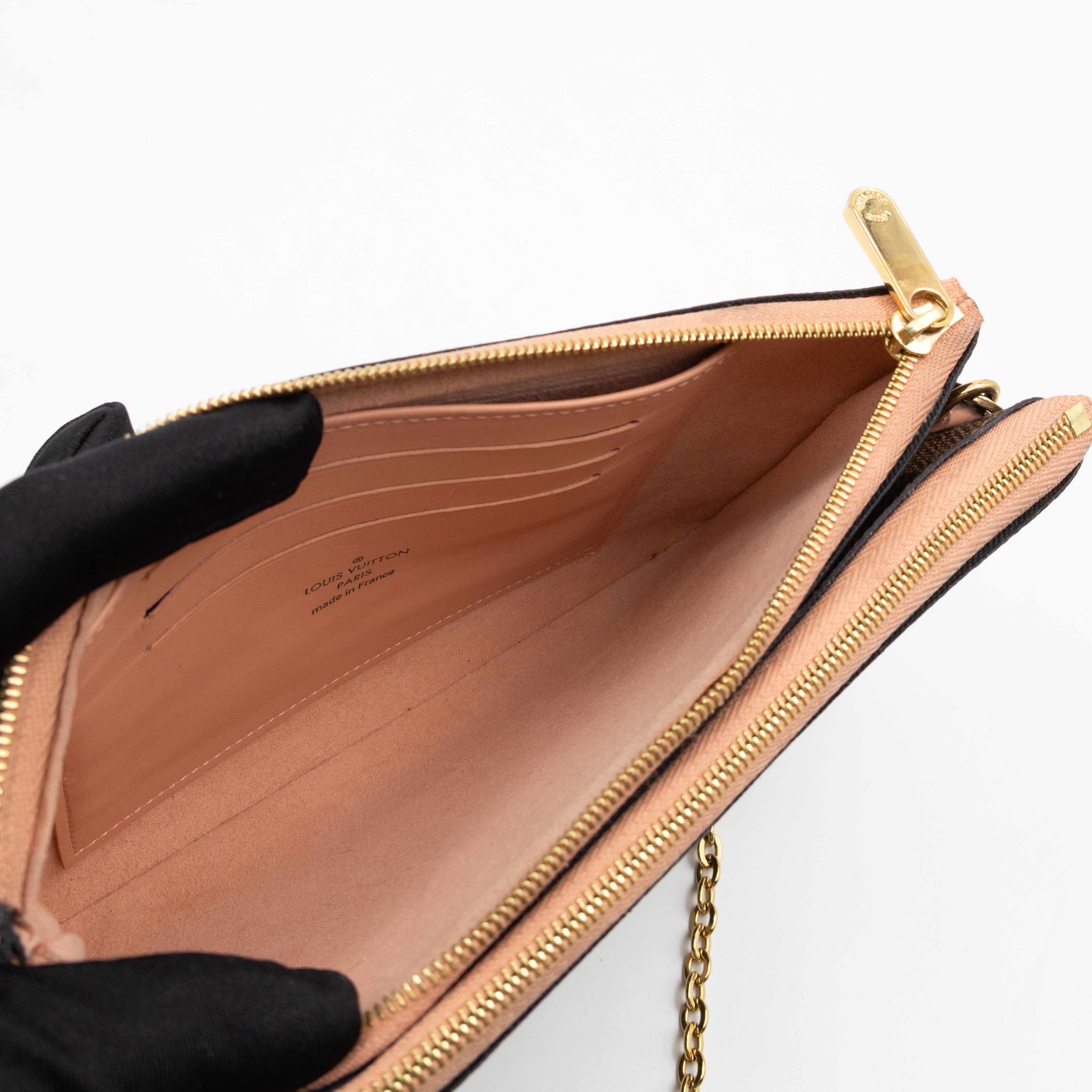 Double Zip Pochette Damier Ebene LV