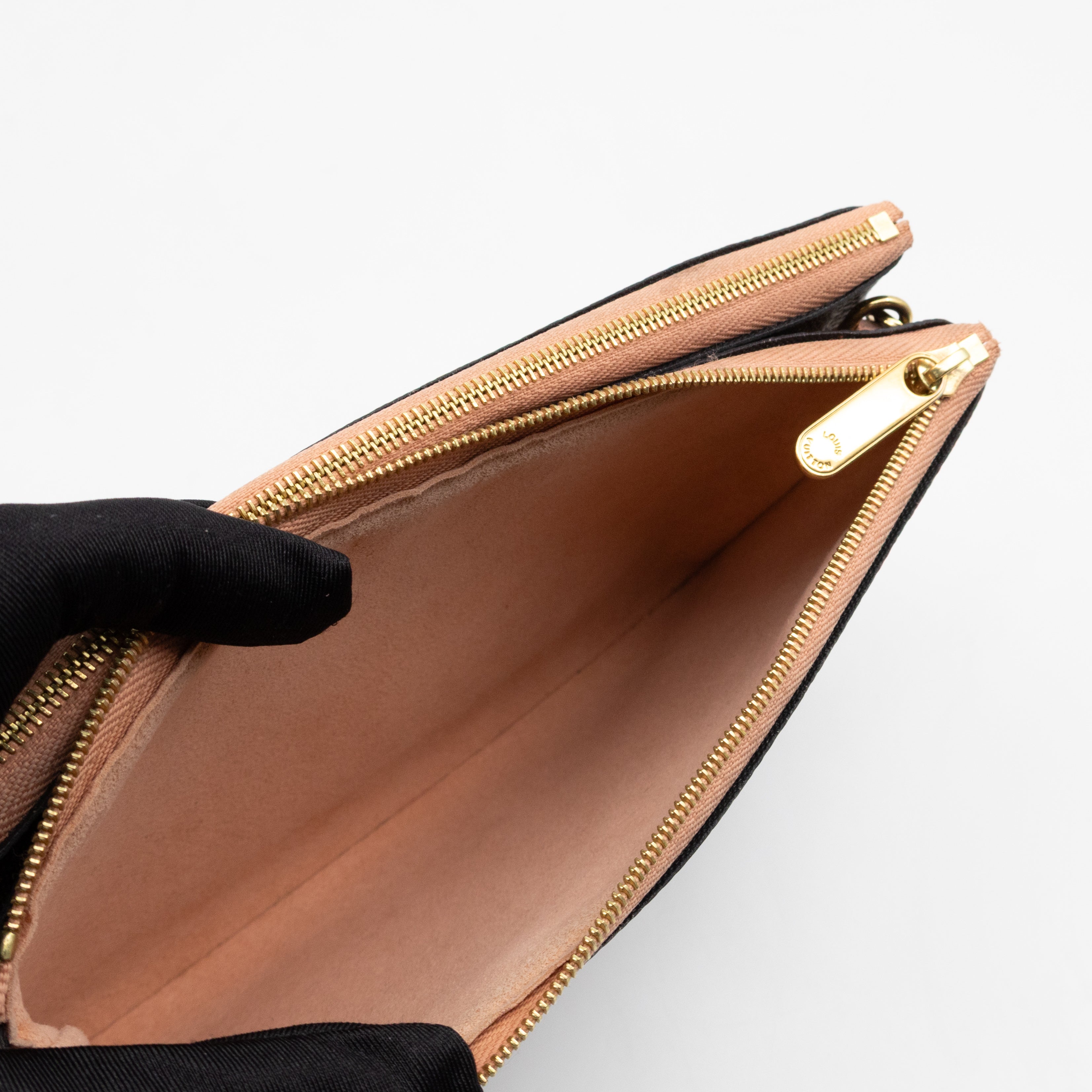 Double Zip Pochette Damier Ebene LV