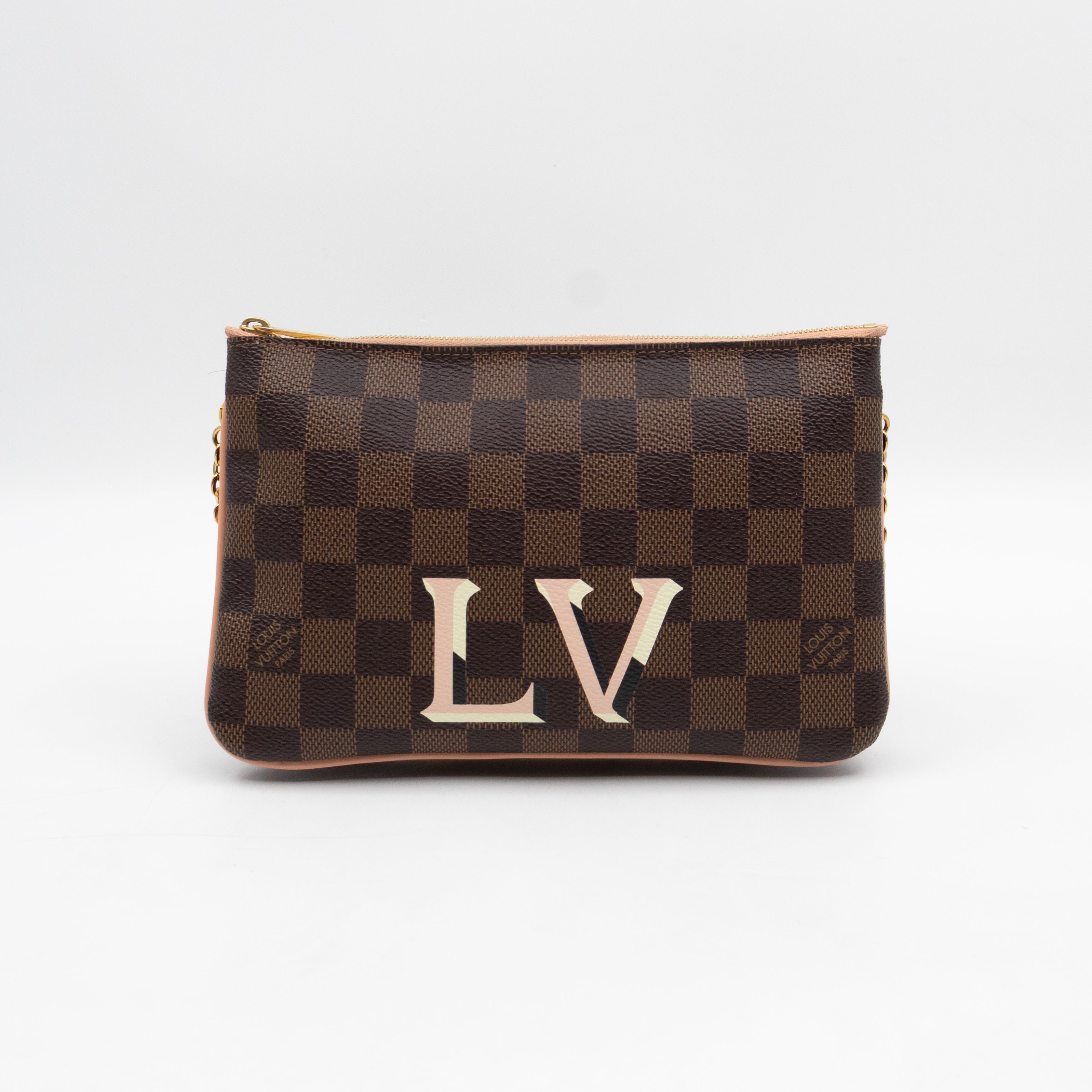 Double Zip Pochette Damier Ebene LV